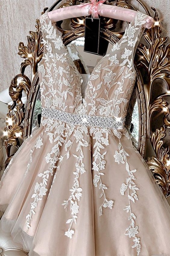 Princess Short A-line ivory homecoming dress party dress cg17931