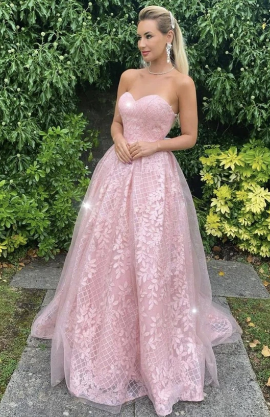 Pink tulle lace long A line prom dress evening dress cg17944 classygown Pink tulle lace long A line prom dress evening dress cg17944 classygown