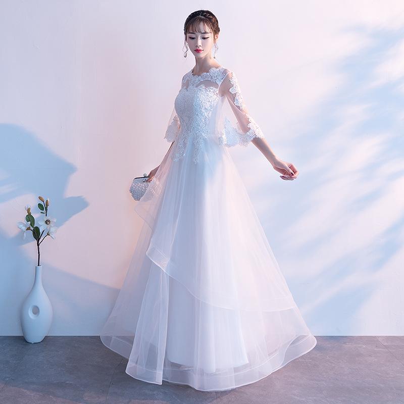 White Tulle With Lace Short Sleeves Layers Tulle Prom Dress, White Simple Wedding Party Dress cg17967