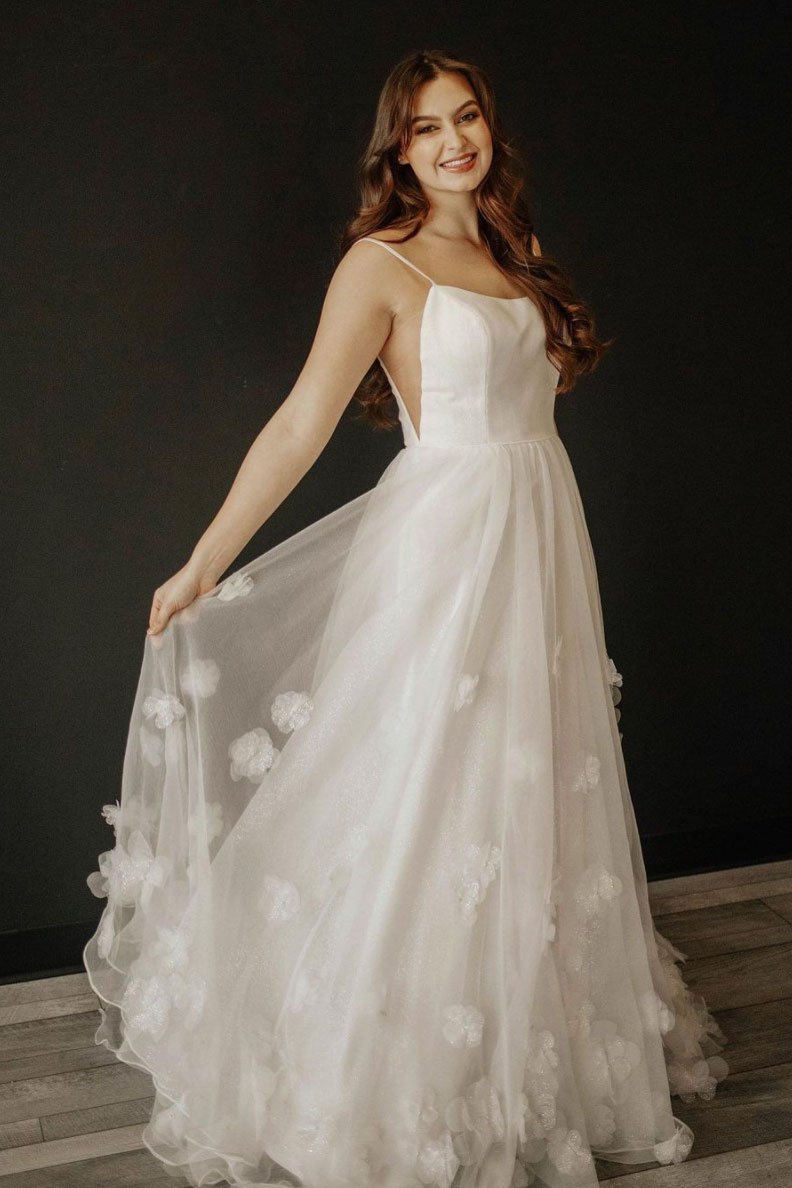 White tulle long prom dress white tulle formal dress cg17972