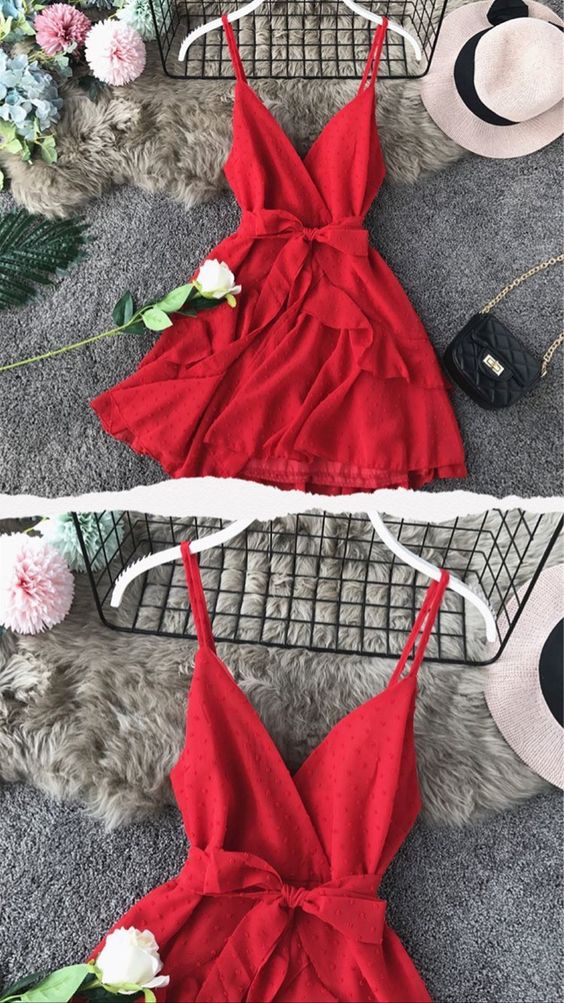 RED COCKTAIL DRESS HOMECOMING DRESS cg18005