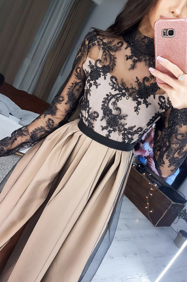 Stylish lace long sleeve prom dress lace evening dress cg18050