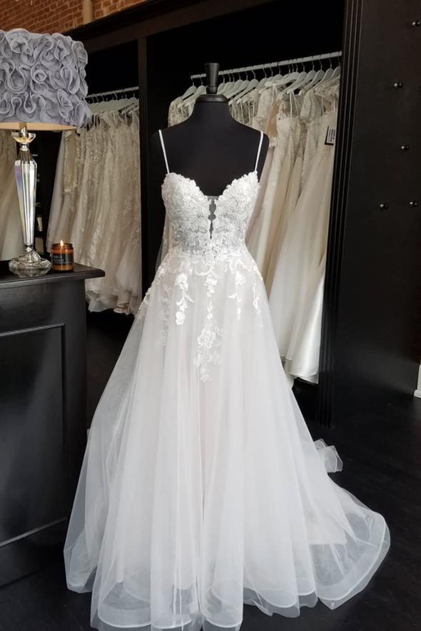 White lace long A line prom dress formal dress cg18051