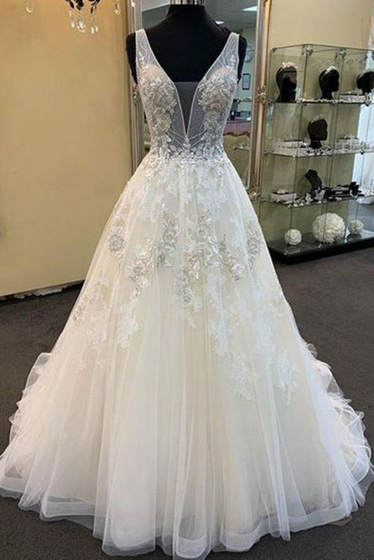 Weißes langes Ballkleid mit V-Ausschnitt cg18137