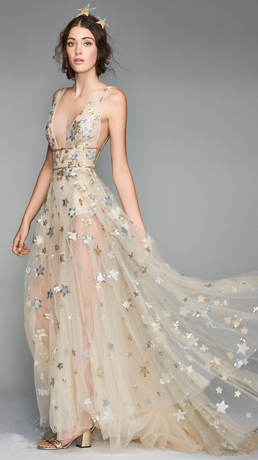 Tiefes V-Ausschnitt-Ballkleid, Tüll-Abendkleid, Partykleid, maßgefertigt cg1818