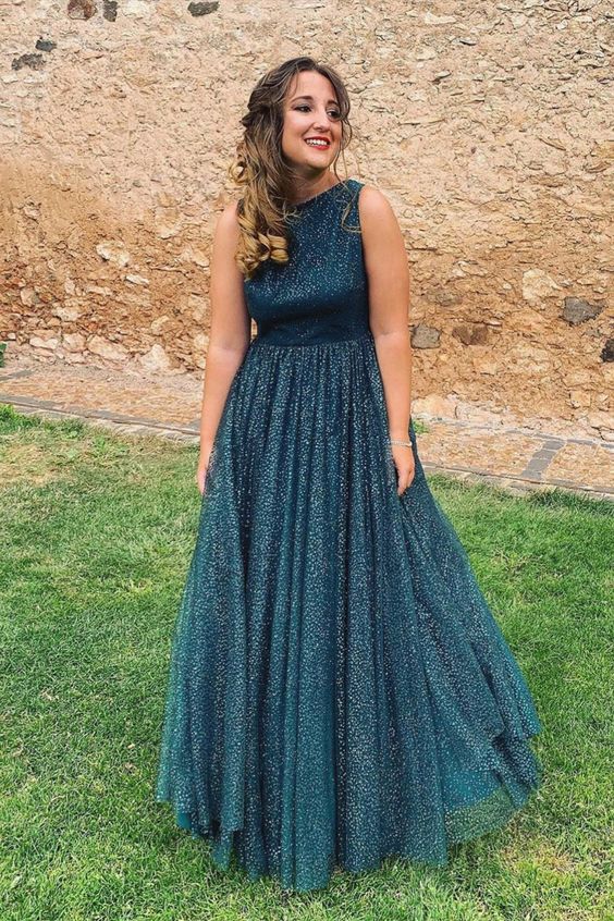 Emerald Green A-line Glitter Formal prom Dress cg18198