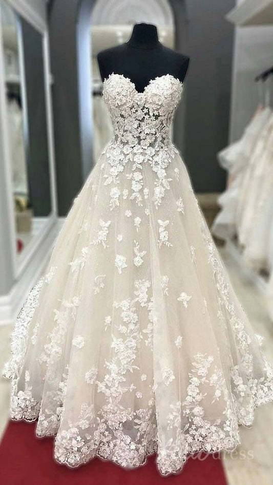 Trägerloses Champagner-Spitzen-Brautkleid, Ballkleid, Abendkleid cg18233