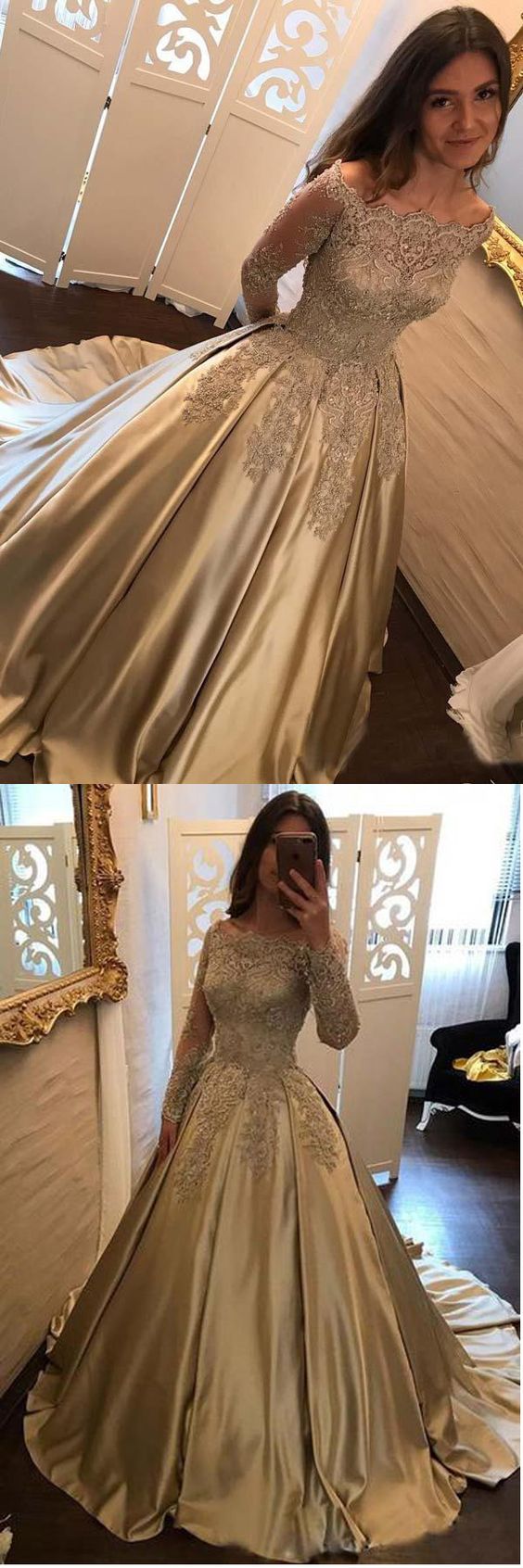 Ballkleid Off-the-Shoulder Satin Ball-/Abendkleid cg1846