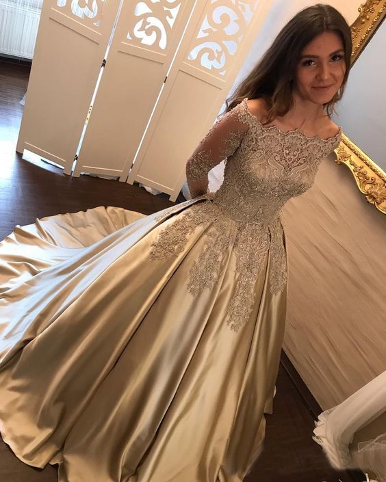 Ballkleid Off-the-Shoulder Satin Ball-/Abendkleid cg1846