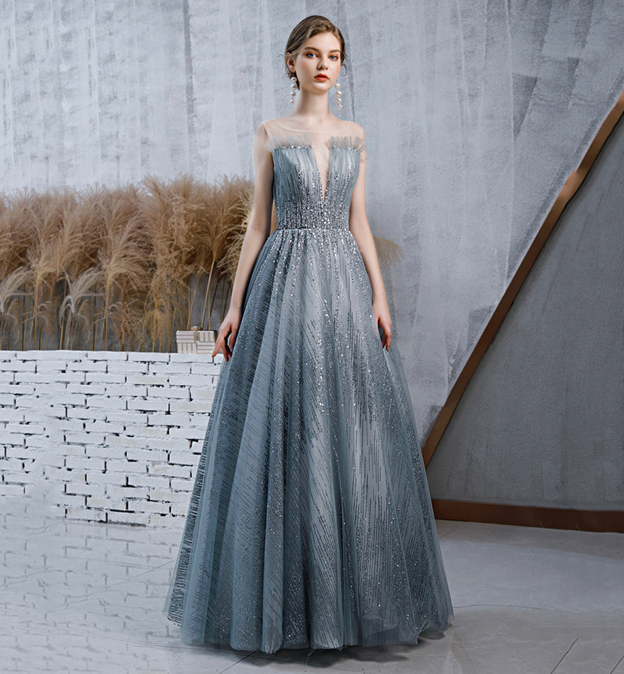Amazing tulle sequins long ball gown dress formal dress prom dress cg18481