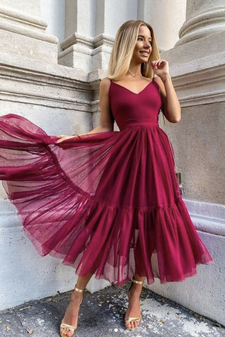 Cute tulle short prom dress A line party dress cg18600