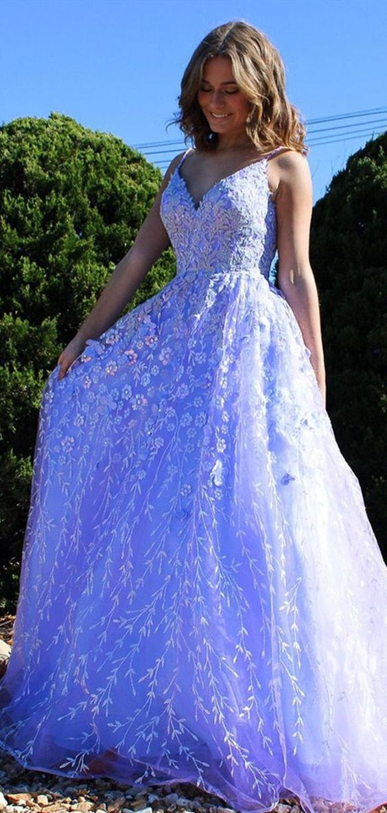 A Line Tulle Lace Long Prom Dresses 2021 , Appliques Elegant Evening Party Girl Dresses cg18619