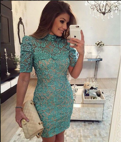 Women Lace Casual Short Dress Hollow Evening Coacktail Party Bodycon homcoming dress cg18637