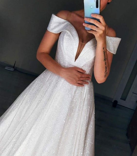 Charming Bridal Gowns, Sparkly Wedding Dress Prom Dress cg18644
