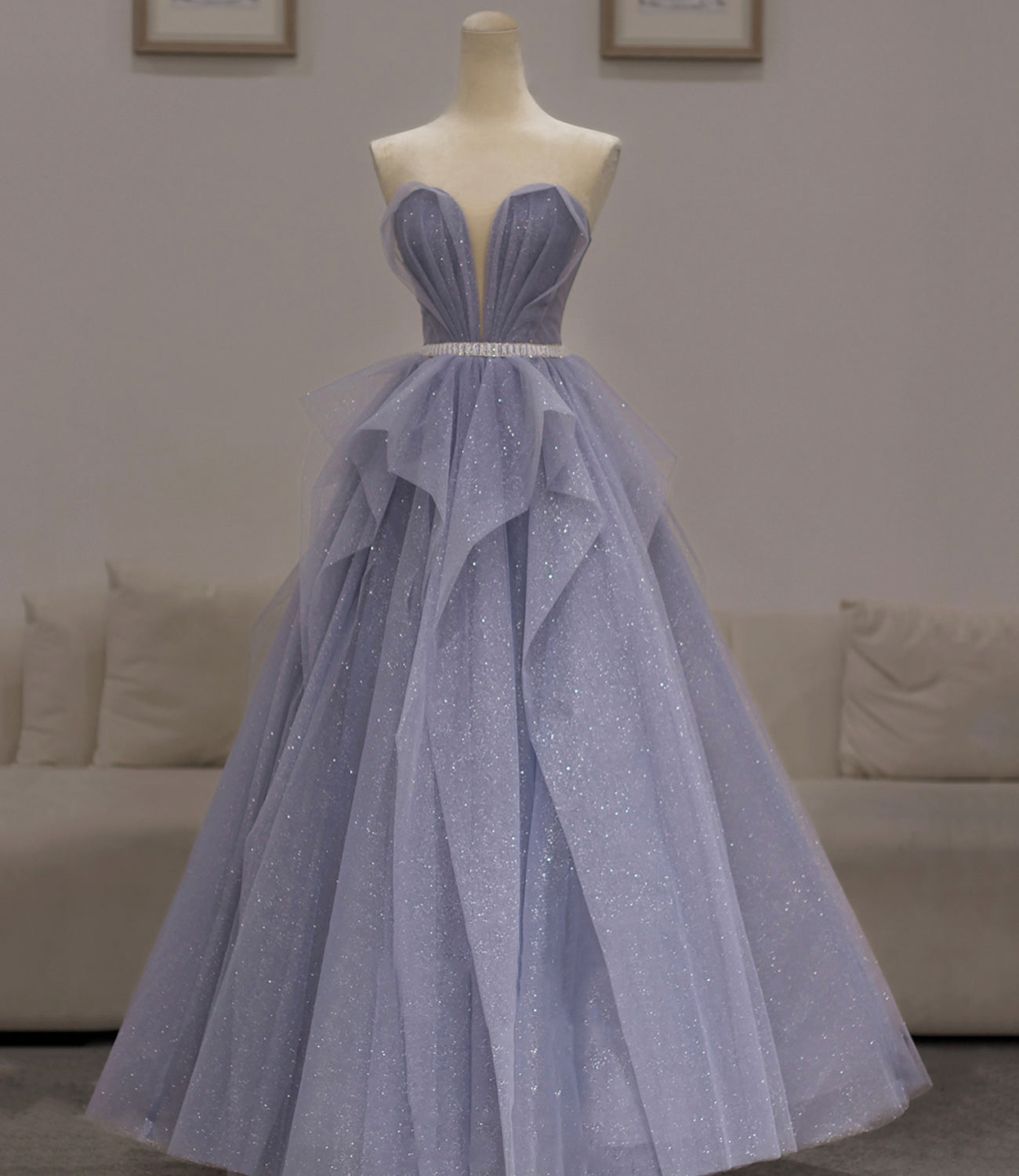 PURPLE TULLE LONG PROM GOWN A LINE EVENING DRESS cg18664