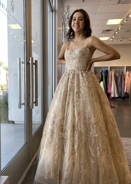 A line tulle lace long ball gown prom dress formal dress cg18711