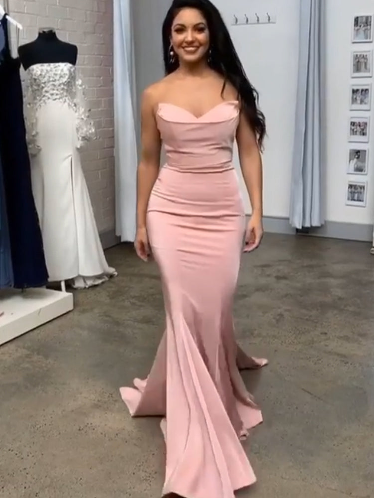 Sexy Mermaid Strapless Sweetheart Blush Evening party Dresses,Formal Prom Dresses cg18734
