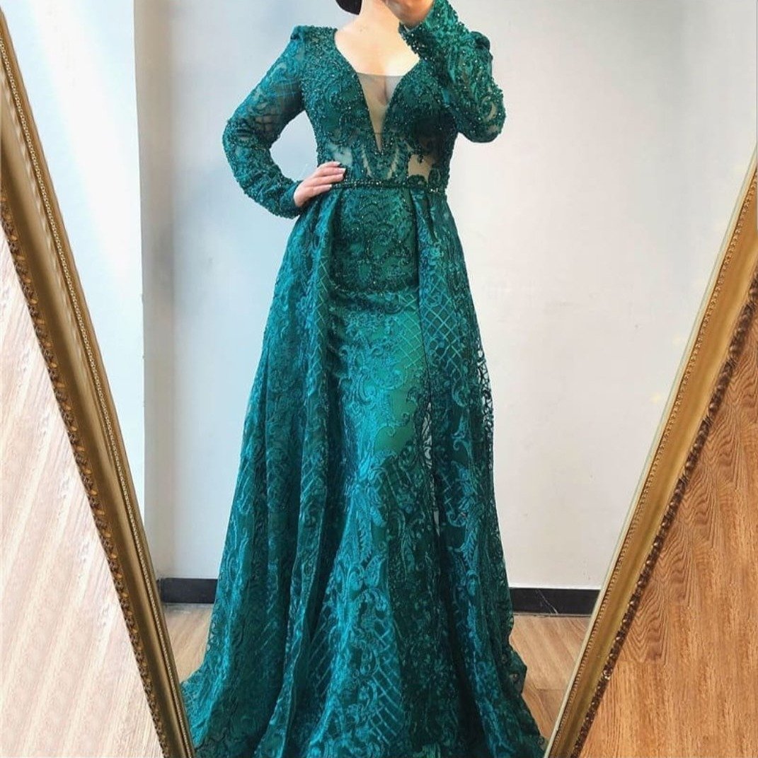 LUXURY ARABIC EVENING PROM GOWNS WITH OVERSKIRT cg18768