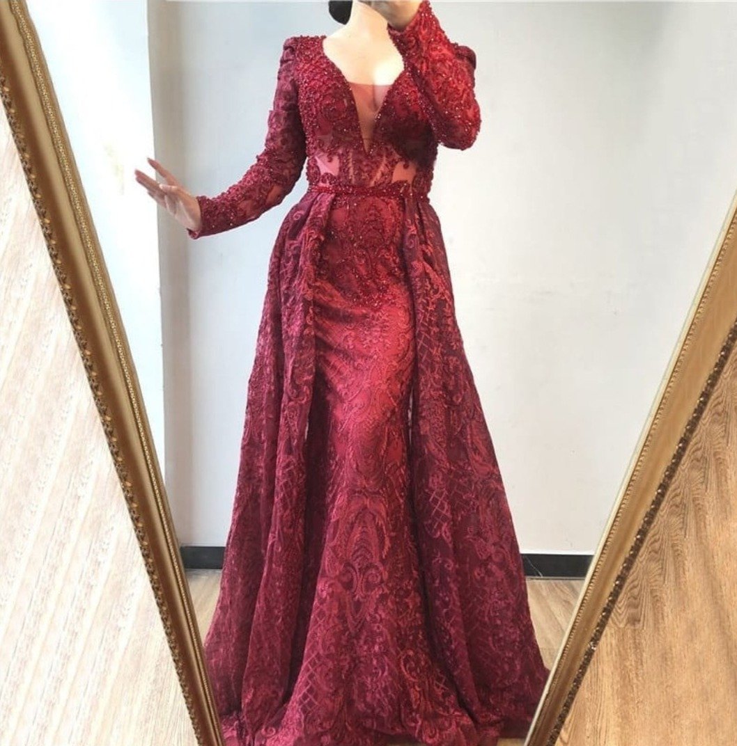 LUXURY ARABIC EVENING PROM GOWNS WITH OVERSKIRT cg18768