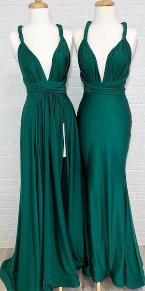Teal Green Side Slit Günstige Lange Brautjungfern-Ballkleider cg1877