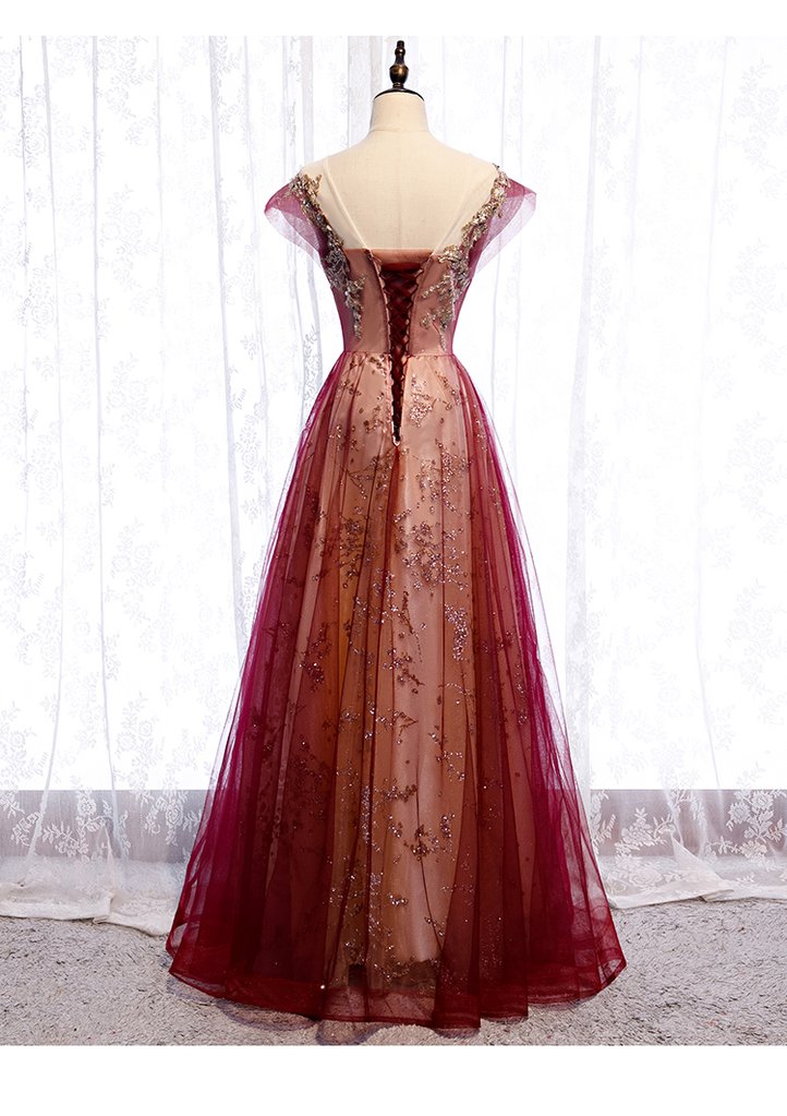 Beautiful Gradient Tulle Sweetheart A-Line Prom Dress, Charming Formal Gown cg18858