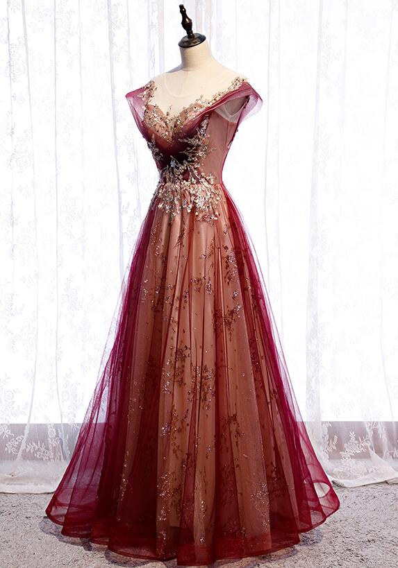 Beautiful Gradient Tulle Sweetheart A-Line Prom Dress, Charming Formal Gown cg18858