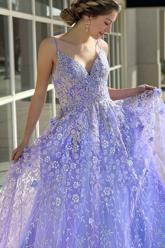 A-line lavender lace long prom dress ball gown cg18897 classygown A-line lavender lace long prom dress ball gown cg18897 classygown