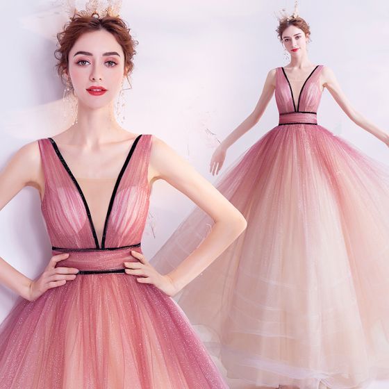 Charming Gradient-Color Candy Pink Prom Dresses cg18930