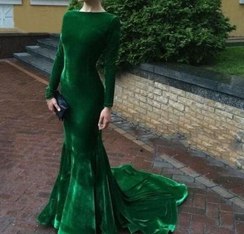 Elegant Green Prom Dress,Long Sleeve Evening Dresses, Velvet Emerald G classygown Elegant Green Prom Dress,Long Sleeve Evening Dresses, Velvet Emerald G classygown