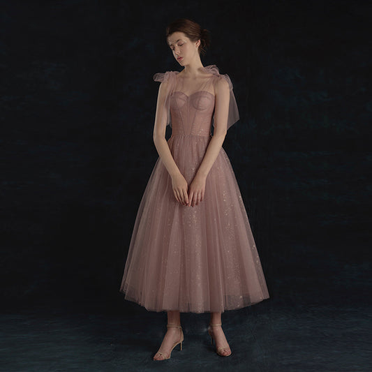 ROSA TÜLL A-LINIE KURZES BALLKLEID ROSA ABENDKLEID cg18961