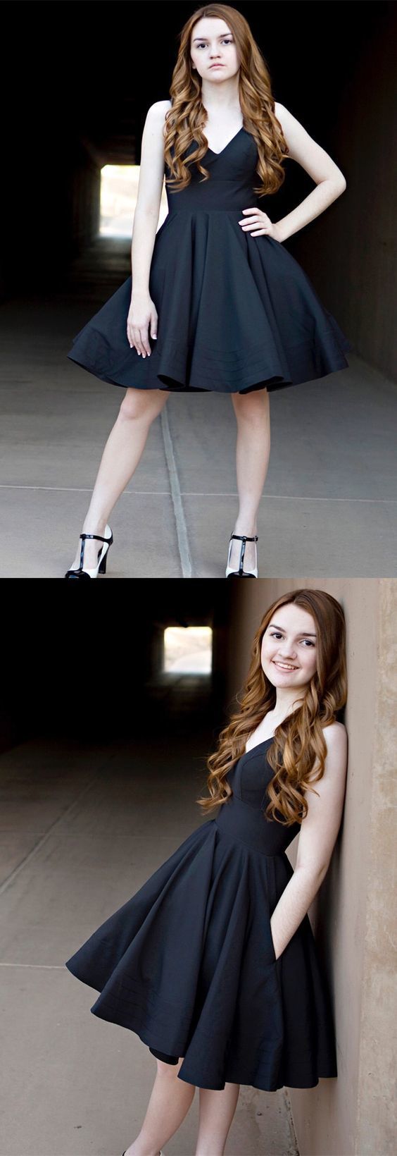 Black V Neck Short Homecoming Dress cg19096