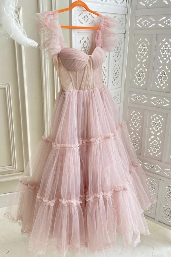 Cute tulle short prom dress pink evening dress cg19111