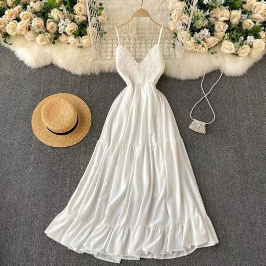 V-Ausschnitt, sexy rückenfrei, Resort-Stil, Neckholder-Kleid Ballkleider cg19157