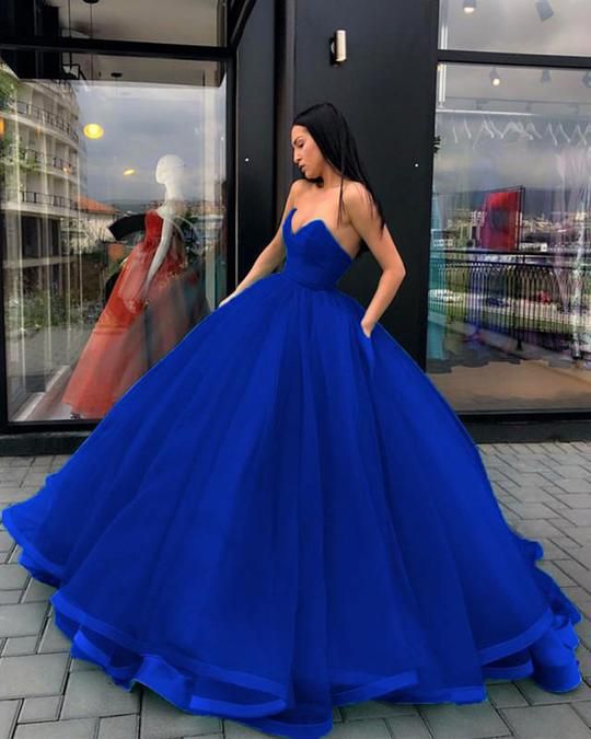 Sweetheart Blue Long Cheap Prom Dresses cg19179