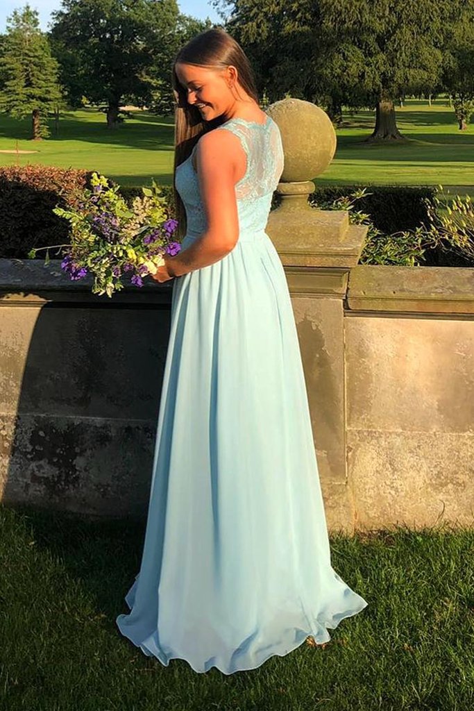 Round Neck Mint Green Lace Long Prom Dresses, Long Green Lace Formal Dresses, Green Evening Dresses cg19189