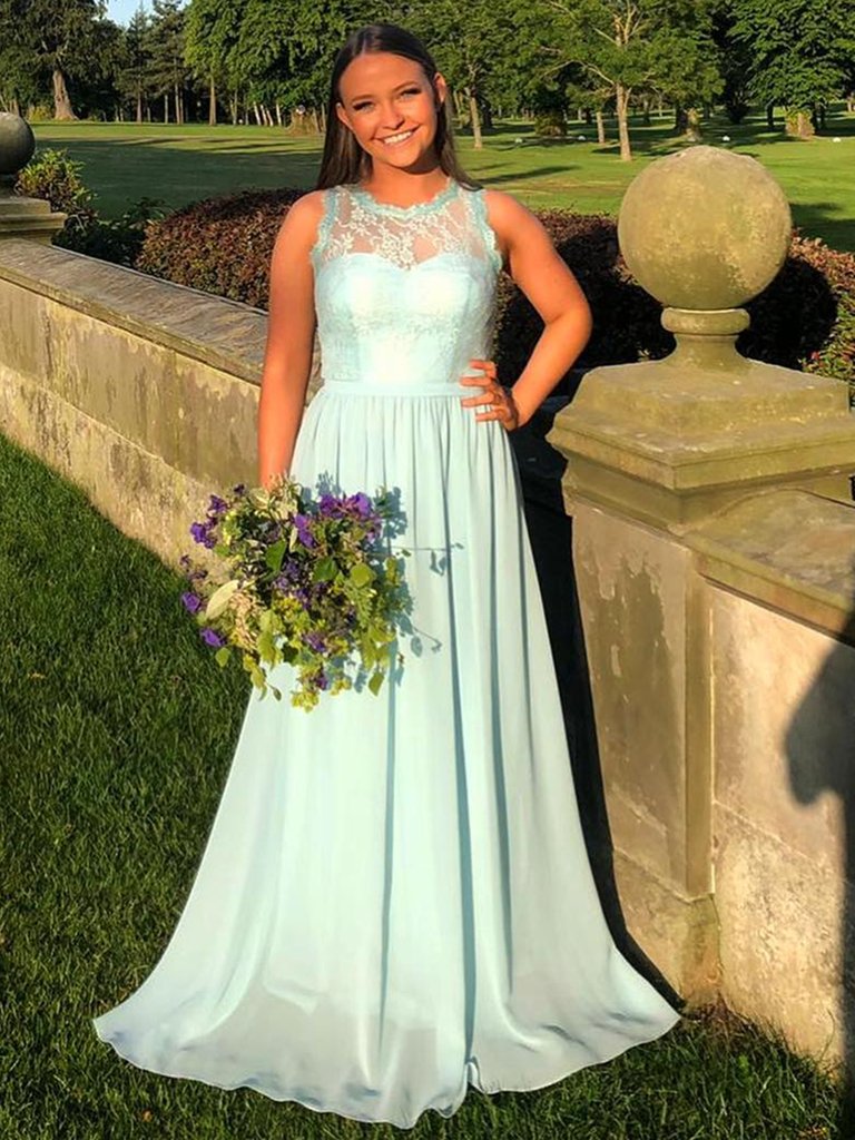 Round Neck Mint Green Lace Long Prom Dresses, Long Green Lace Formal Dresses, Green Evening Dresses cg19189