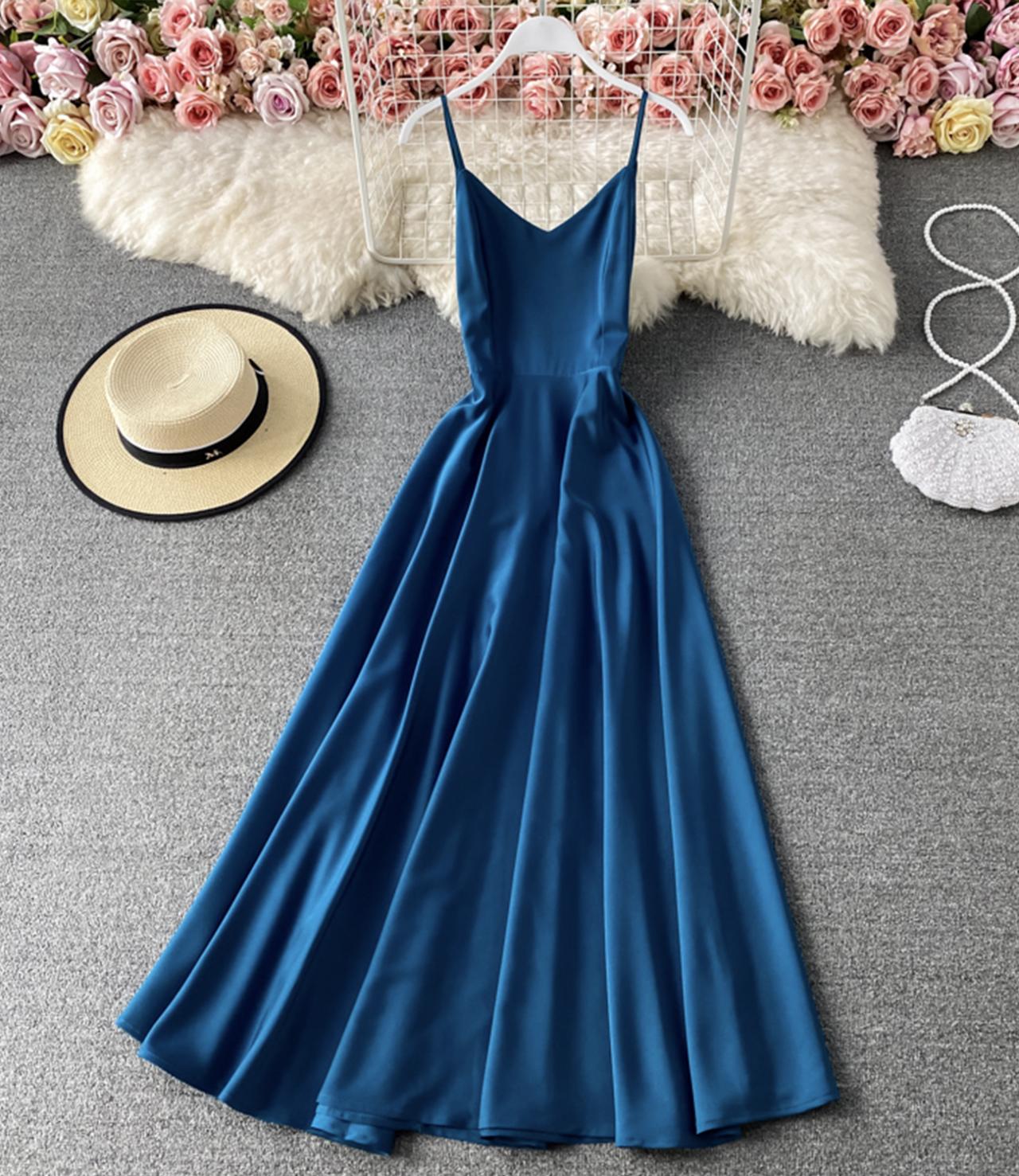 Simple A line v neck dress fashion prom dress cg19191