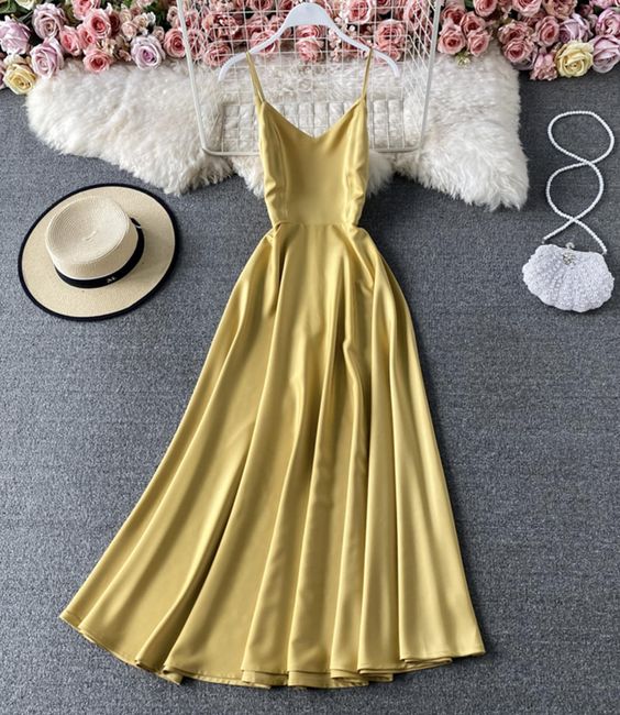 Simple A line v neck dress fashion prom dress cg19191