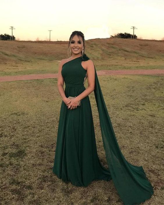Chiffon One Shoulder Dresses For Maid Of Honor prom dress, evening dress cg19202