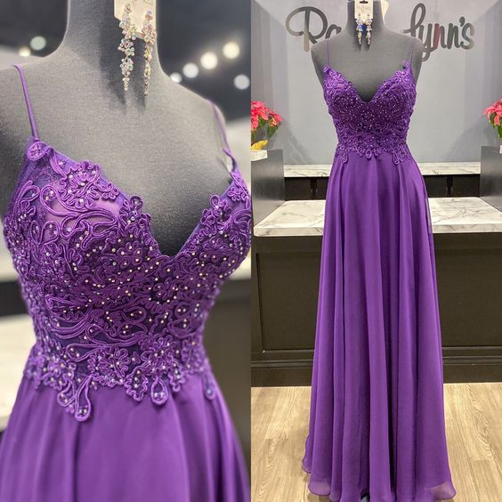 Elegant Purple Chiffon Prom Dresses cg19248
