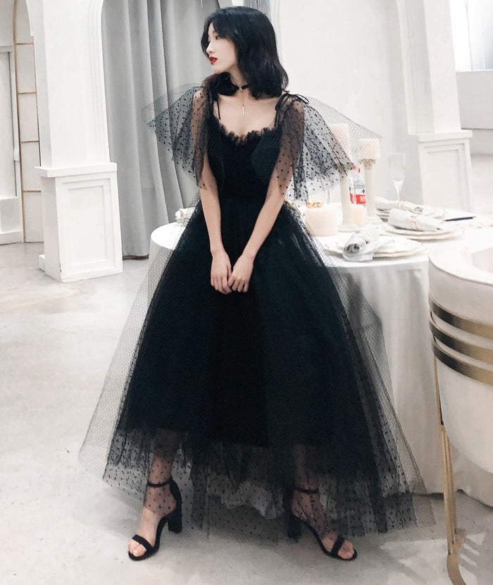 Black tulle long prom dress party dress cg19266