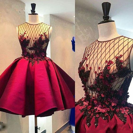 Short Homecoming Dress Short A Line Satin Appliques 2021 Party Dresses Gowns cg19267