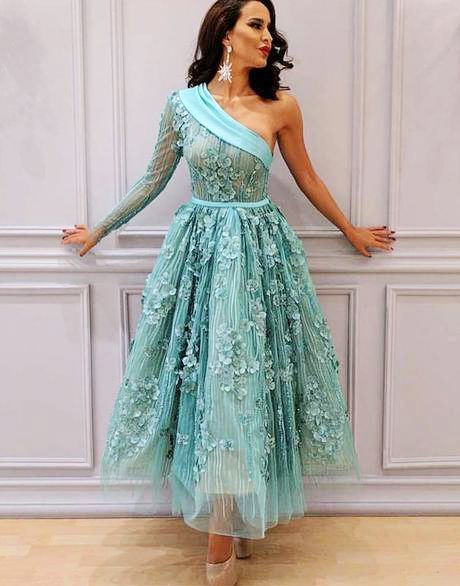 Grünes One-Shoulder-Kurzes Ballkleid aus Tüll mit Spitze cg1931
