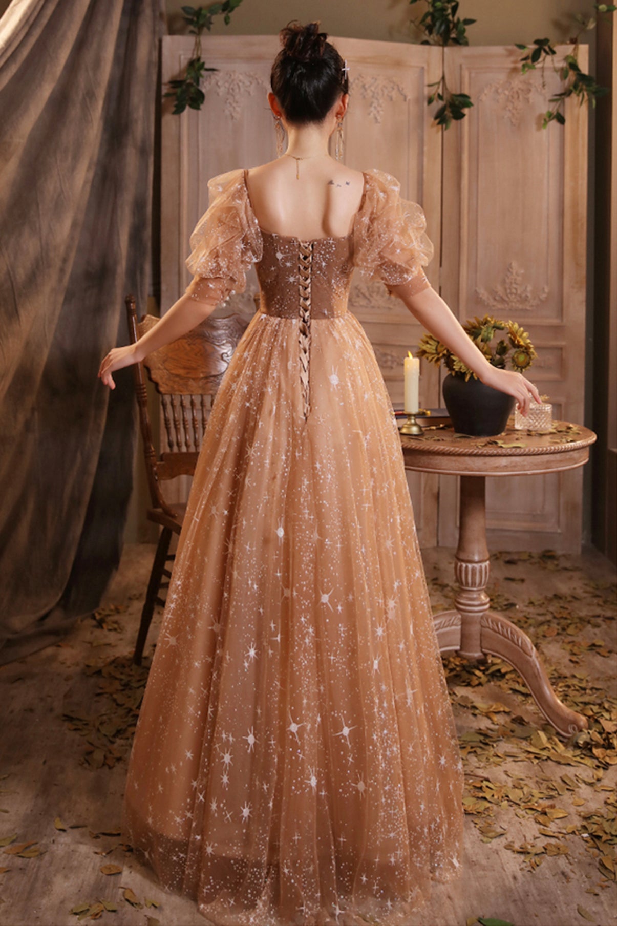Shiny A line sequins long prom dress evening dress cg19409