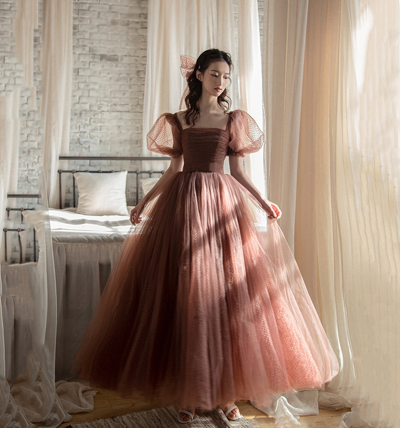 CUTE TULLE A LINE PROM DRESS CUTE EVENING DRESS cg19456