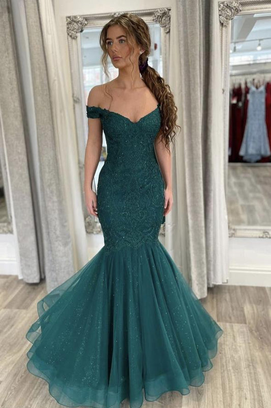 Grünes langes Meerjungfrau-Ballkleid, grünes Abendkleid, cg19464