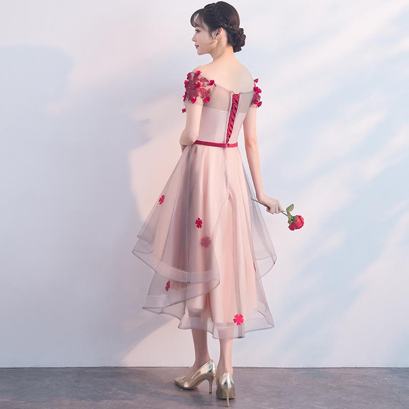 Lovely Flowers High Low Off Shoulder Prom Dress cg19471