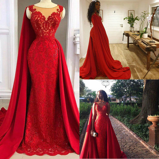 Rotes Meerjungfrau-Ballkleid, lange Abendkleider, cg19493