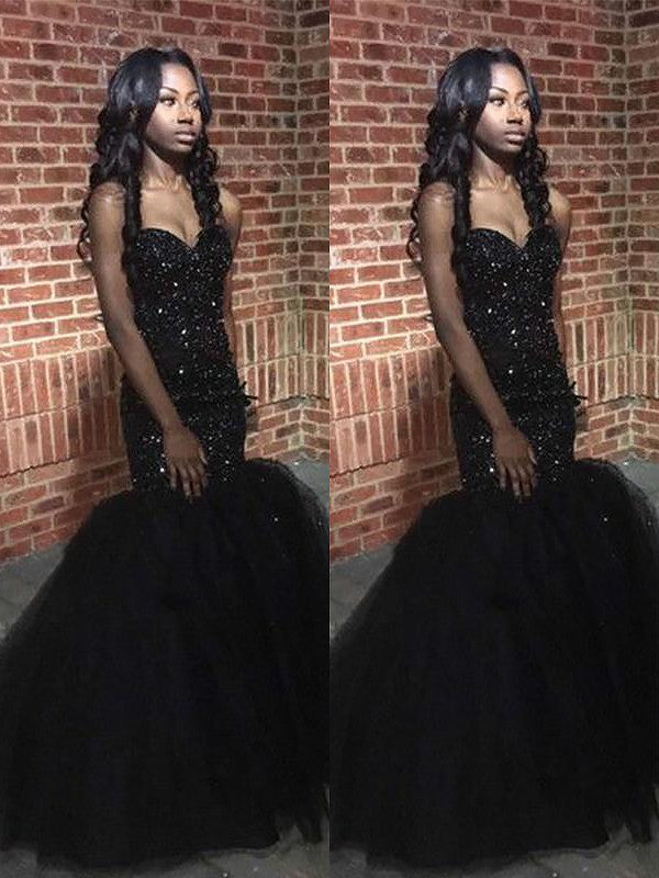 Trumpet/Mermaid Sleeveless Sweetheart Sequins Beading Floor-Length Dresses Prom Dress cg19525