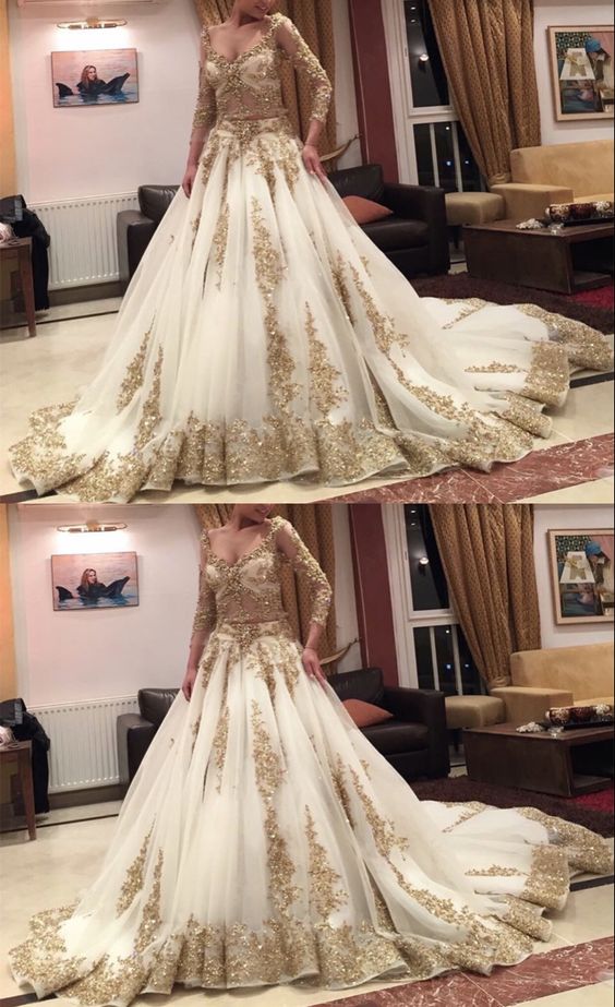 Goldene Brautkleider für die Braut Ballkleid cg19561